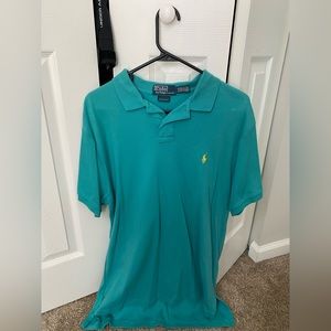 Men’s Ralph Lauren Polo size large, custom fit, gently worn. Turquoise.